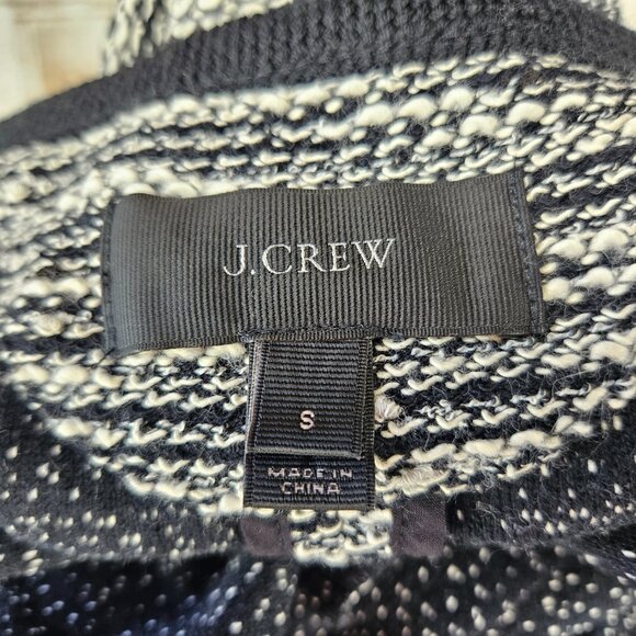 J. Crew Size Small Black/White Boucle Tweed Cardigan Sweater Hook & Eye 03509 - Picture 8 of 9